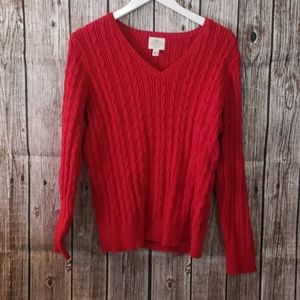 Red V-neck sweater